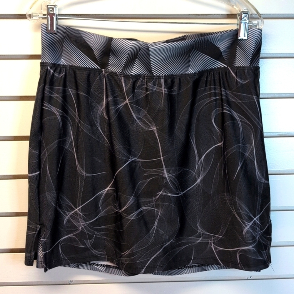 Skort Obsession Abstract Black By Demand Active Pull On Sporty Golf Skort XL EUC